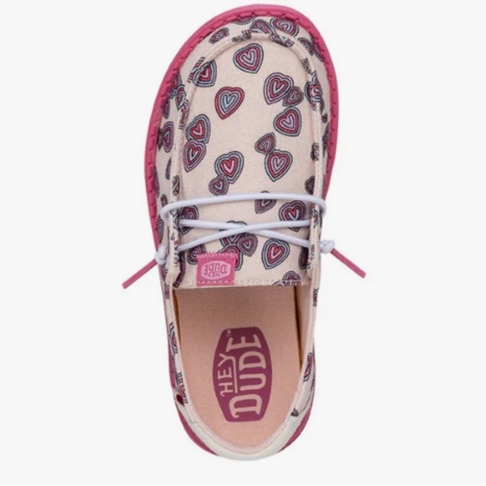 Hey Dude Wendy Youth Hearts Shoes Pink Slip On Size Youth 4 NWOB